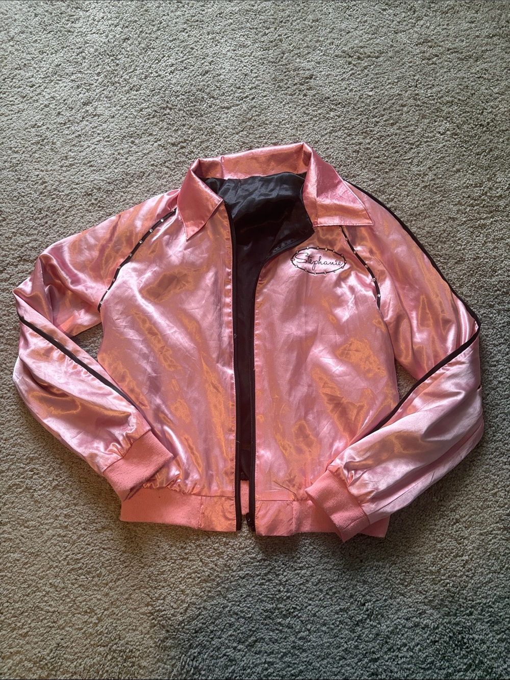 Pink Ladies Stephanie satin Halloween Jacket Costume Grease 2 cool rider bling M